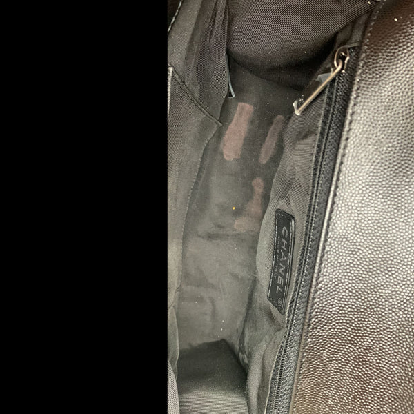 CHANEL Medium Boy Flap Caviar Quilted Leather Shoulder Bag Black