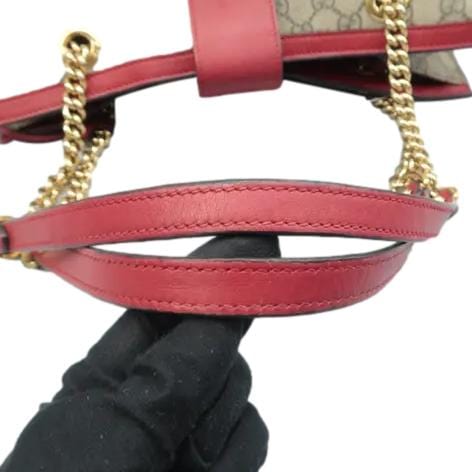 GUCCI Padlock Medium GG Supreme Canvas Tote Bag Red 479197