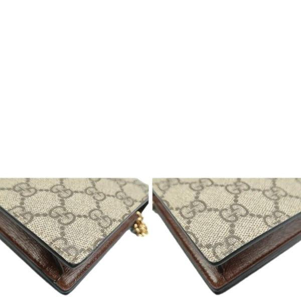 Gucci Heart Chain Wallet GG Supreme Monogram Canvas Crossbody Bag Beige 648948