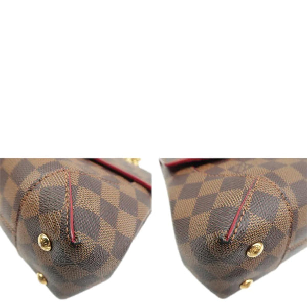 LOUIS VUITTON Damier Ebene Clutch Shoulder Bag Brown lower sides look