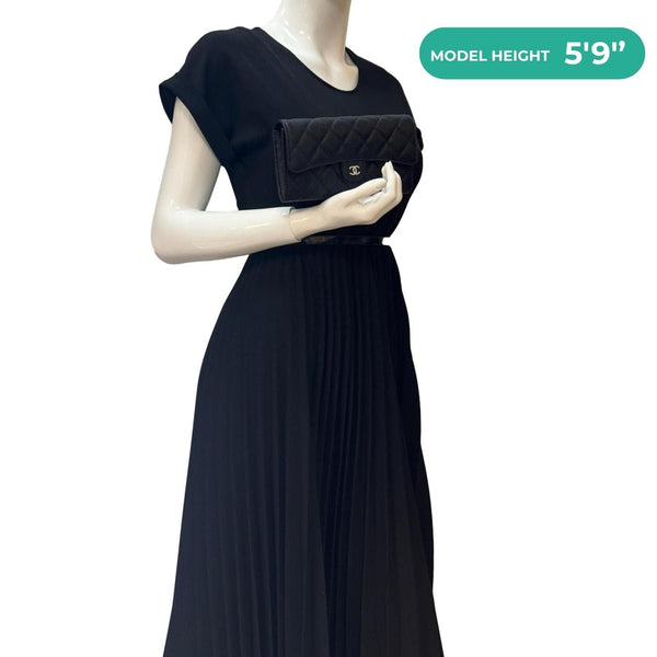 CHANEL Long Flap Caviar Quilted Leather Wallet Black