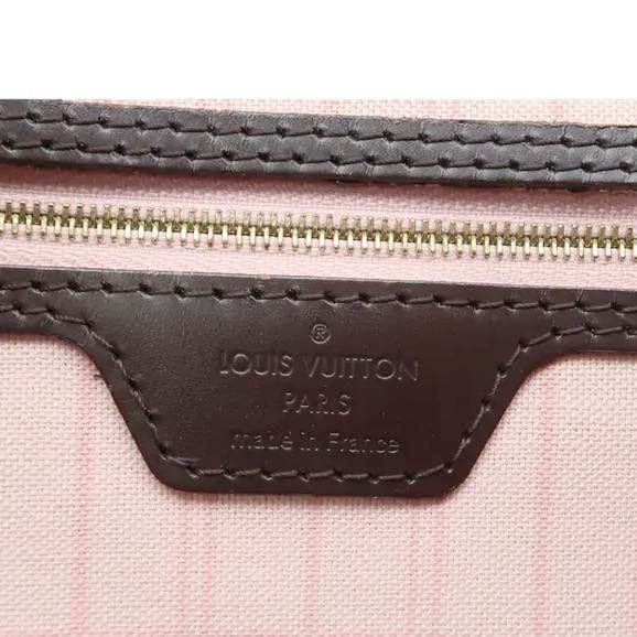 LOUIS VUITTON Neverfull MM Damier Ebene Shoulder Bag Rose ballerine