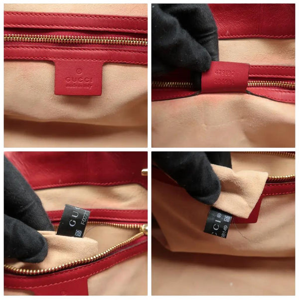 GUCCI Padlock Medium GG Supreme Canvas Tote Bag Red 479197