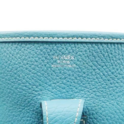 Hermes Evelyne II GM Taurillon Clemence Shoulder Bag Blue Jean