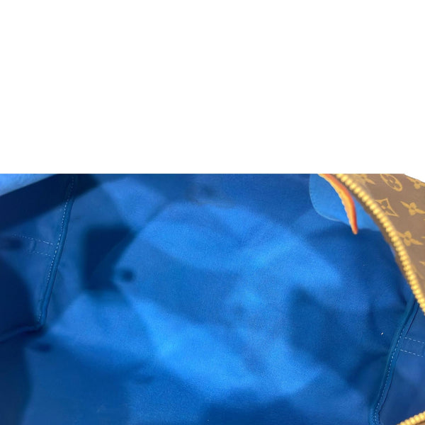 LOUIS VUITTON Speedy 40 Bandouliere Heritage Monogram Canvas Travel Bag Blue Clair