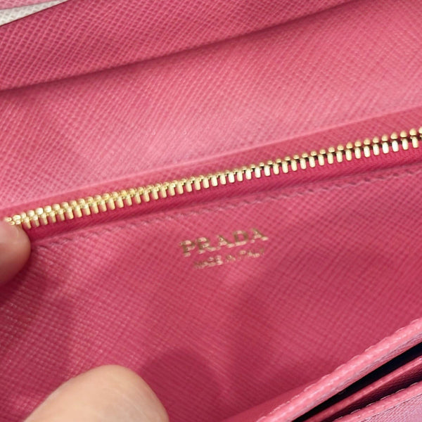 PRADA Double Handle Medium Saffiano Leather Shoulder Bag Navy Blue