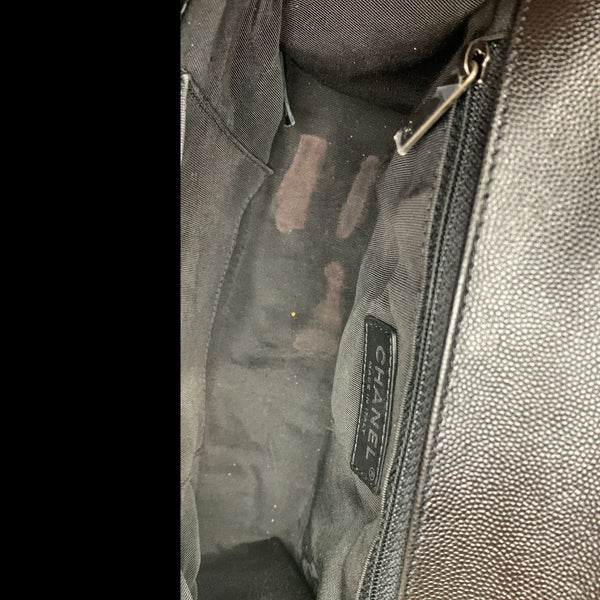 CHANEL Medium Boy Flap Caviar Quilted Leather Shoulder Bag Black