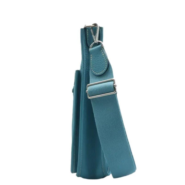 Hermes Evelyne II GM Taurillon Shoulder Bag Blue Jean right side