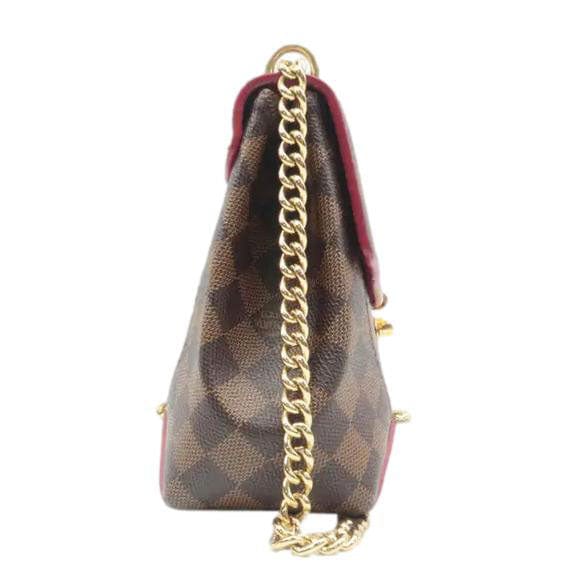 LOUIS VUITTON Damier Ebene Clutch Shoulder Bag Brown left side look