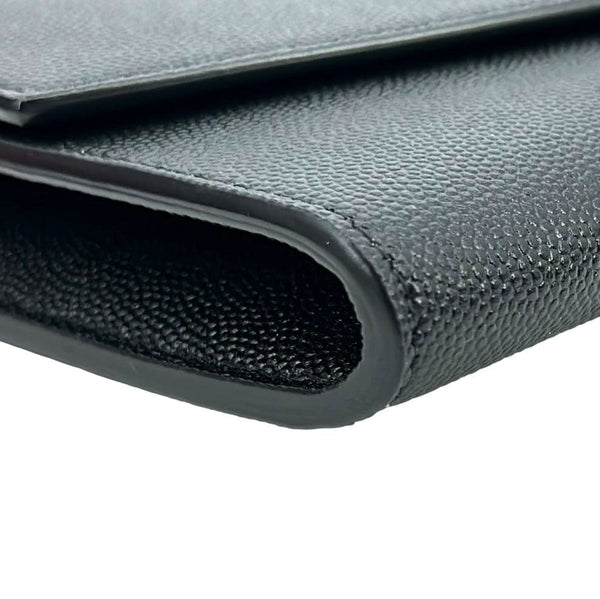 YVES SAINT LAURENT Flap Chain Grain De Poudre Leather Crossbody Bag Black