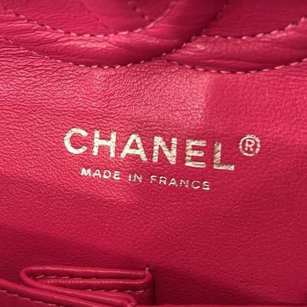CHANEL Classic Medium Double Flap Patent Leather Shoulder Bag Red