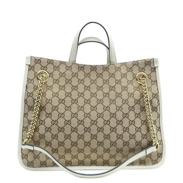 GUCCI Horsebit 1955 GG Supreme Canvas Tote Bag White 621144