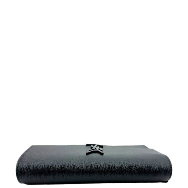 YVES SAINT LAURENT Flap Chain Grain De Poudre Leather Crossbody Bag Black