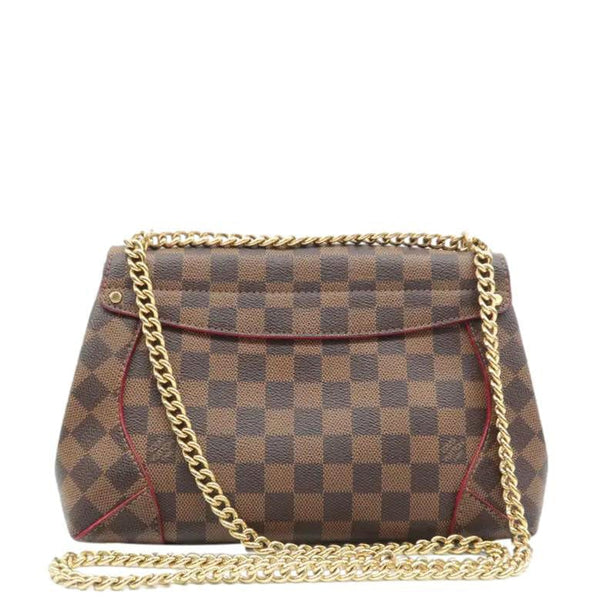 LOUIS VUITTON Damier Ebene Clutch Shoulder Bag Brown back side