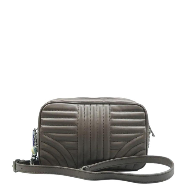 PRADA Diagramme Leather Crossbody Bag Clay Grey