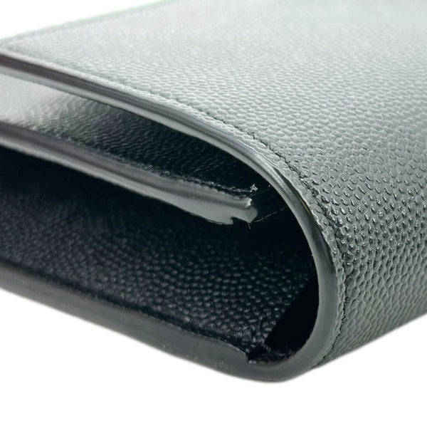 YVES SAINT LAURENT Flap Chain Grain De Poudre Leather Crossbody Bag Black