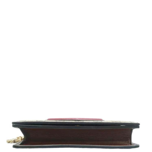 Gucci Heart Chain Wallet GG Supreme Monogram Canvas Crossbody Bag Beige 648948