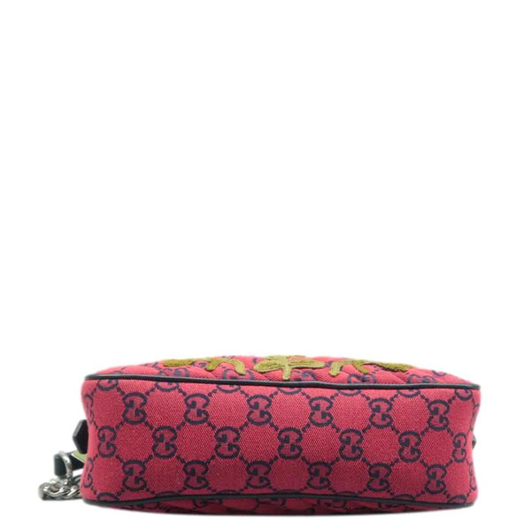 GUCCI GG Marmont Small Monogram Embroidered Diagonal Chain Shoulder Bag Red 447632