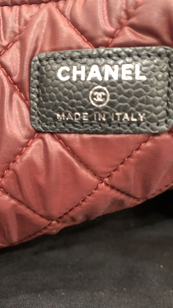 CHANEL Classic O-Case Caviar Leather Zip Pouch Black