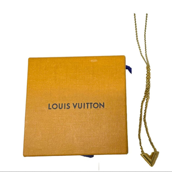 LOUIS VUITTON Essential V Metal Necklace Gold