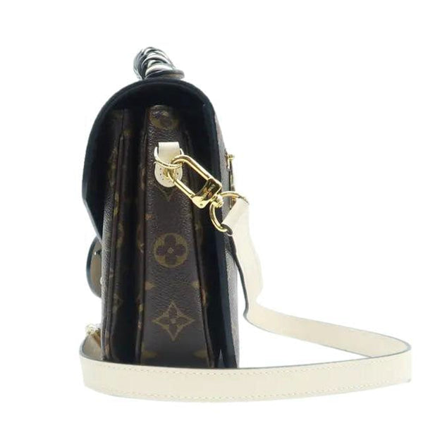 LOUIS VUITTON Braided Metis Pochette Monogram Canvas Crossbody Bag Brown