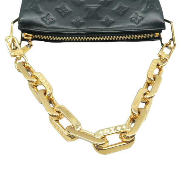 LOUIS VUITTON Coussin BB Monogram Embossed Leather Shoulder Bag Black