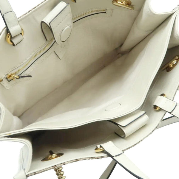 GUCCI Horsebit 1955 GG Supreme Canvas Tote Bag White 621144