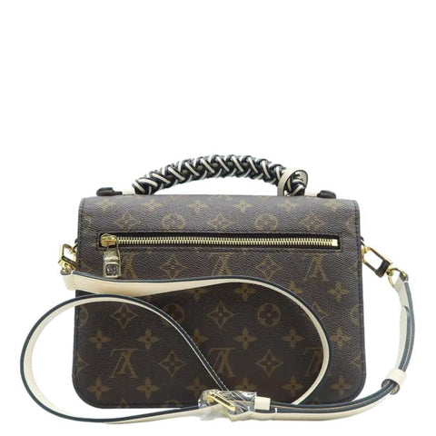 LOUIS VUITTON Braided Metis Pochette Monogram Canvas Crossbody Bag Brown