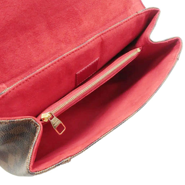 LOUIS VUITTON Damier Ebene Clutch Shoulder Bag Brown inner look
