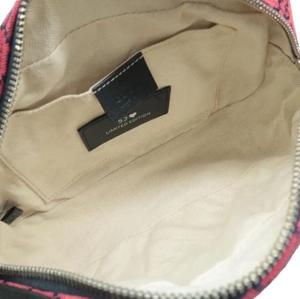 GUCCI GG Marmont Small Monogram Embroidered Diagonal Chain Shoulder Bag Red 447632