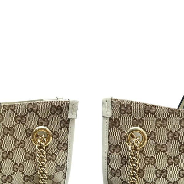 GUCCI Horsebit 1955 GG Supreme Canvas Tote Bag White 621144