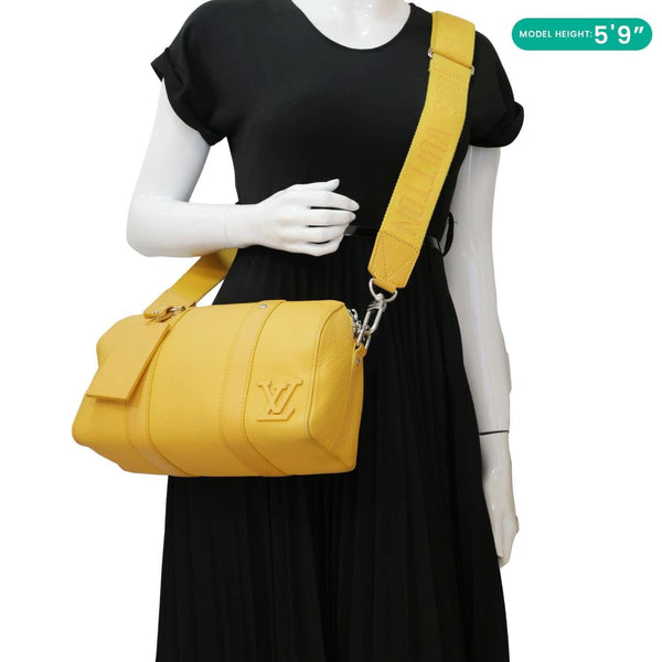 LOUIS VUITTON City Keepall 2Way Aerogram Leather Crossbody Bag Mustard