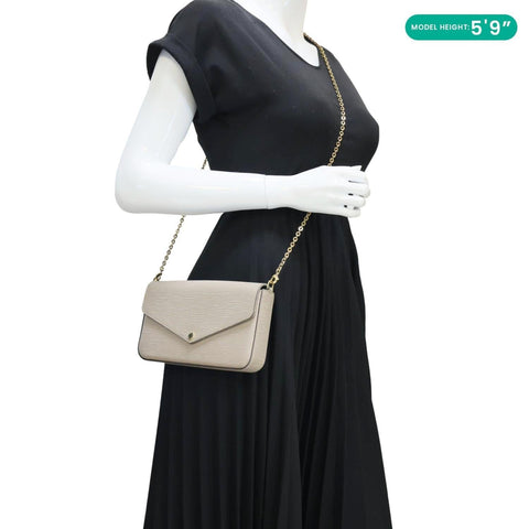 LOUIS VUITTON Felicie Pochette Epi Leather Crossbody Bag Beige