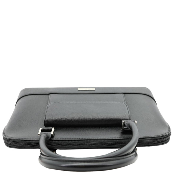 BURBERRY Dome Front Pocket Leather Top Handle Bag Black