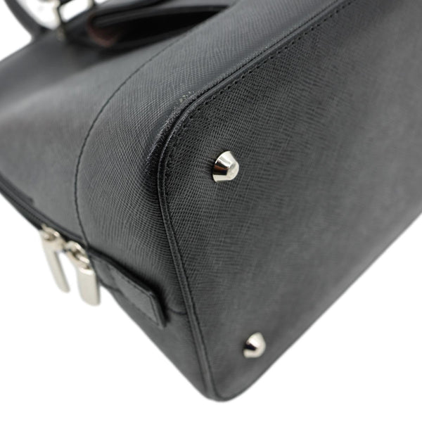 BURBERRY Dome Front Pocket Leather Top Handle Bag Black