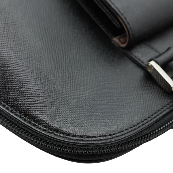 BURBERRY Dome Front Pocket Leather Top Handle Bag Black