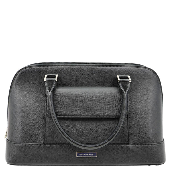 BURBERRY Dome Front Pocket Leather Top Handle Bag Black