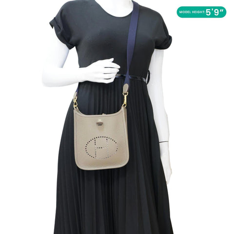 HERMES Evelyne TPM 16 Amazone Clemence Leather Crossbody Bag Toupe