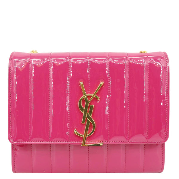 YVES SAINT LAURENT Vicky Patent Leather Crossbody Bag Pink