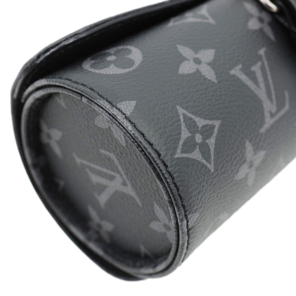 LOUIS VUITTON 3 Watch Case Monogram Eclipse Pouch Black