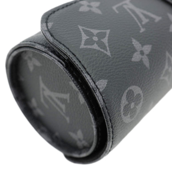 LOUIS VUITTON 3 Watch Case Monogram Eclipse Pouch Black