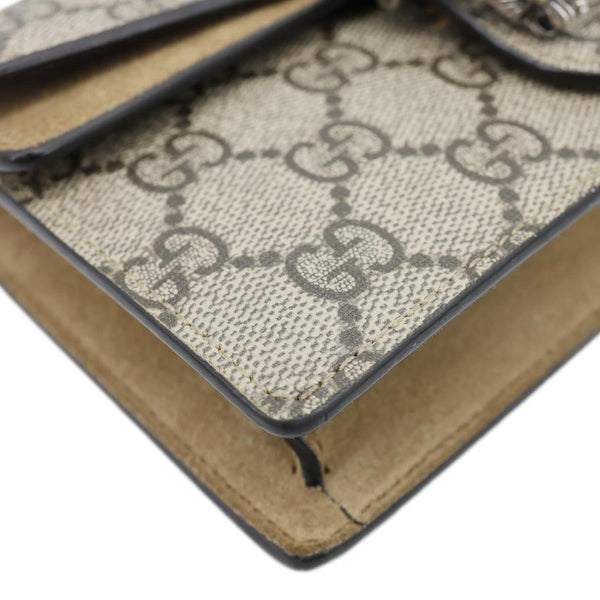 GUCCI Dionysus Super Mini GG Supreme Canvas Crossbody Bag Taupe 476432