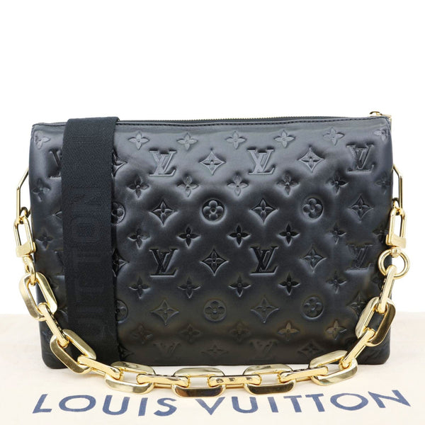 LOUIS VUITTON Coussin MM Monogram Embossed Shoulder Bag Black