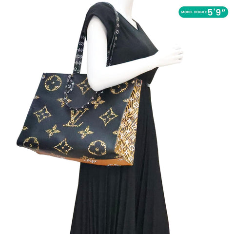 LOUIS VUITTON Onthego Jungle GM Giant Monogram Canvas Tote Shoulder Bag Black