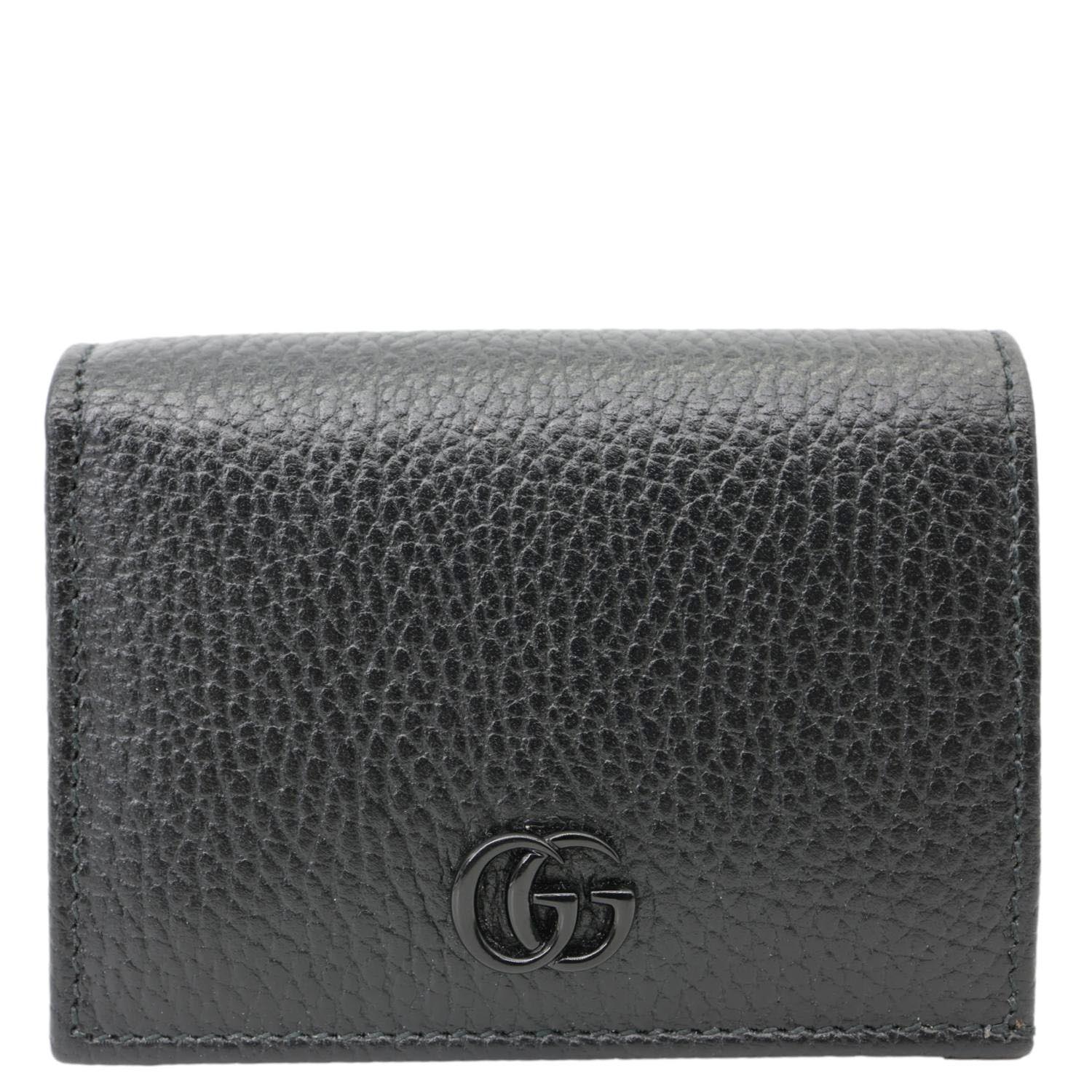GUCCI GG Petit Marmont Leather Card Case Bi-fold Wallet Black 456126