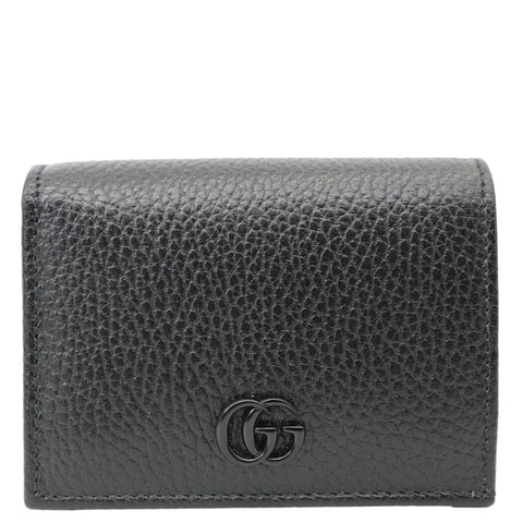 GUCCI GG Petit Marmont Leather Card Case Bi-fold Wallet Black 456126