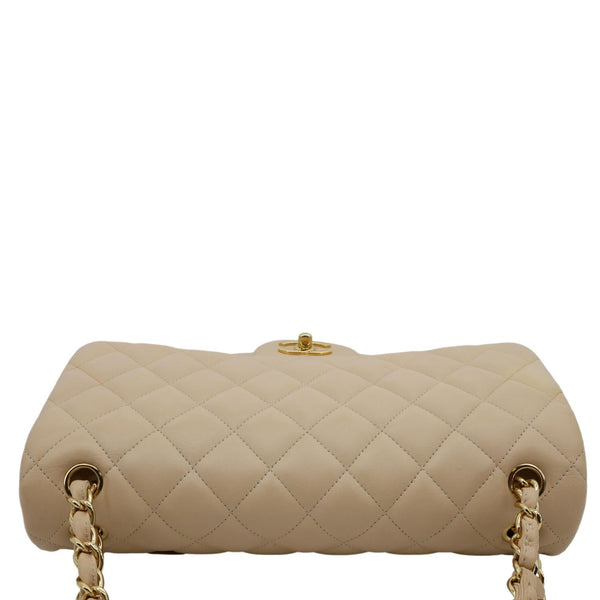 CHANEL Jumbo Classic Double Flap Quilted Lambskin Leather Shoulder Bag Beige