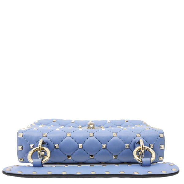 VALENTINO Rockstud Spike Small Quilted Leather Shoulder Bag Light Blue