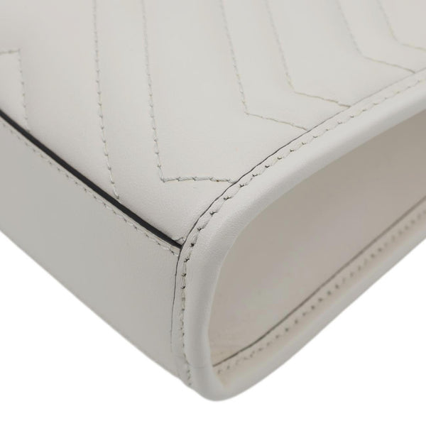 GUCCI GG Marmont Mini Matelasse Leather Tote Shoulder Bag White 696123