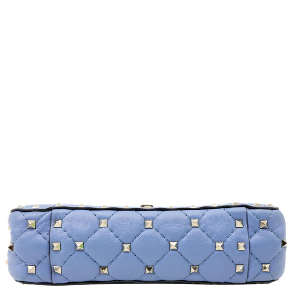 VALENTINO Rockstud Spike Small Quilted Leather Shoulder Bag Light Blue